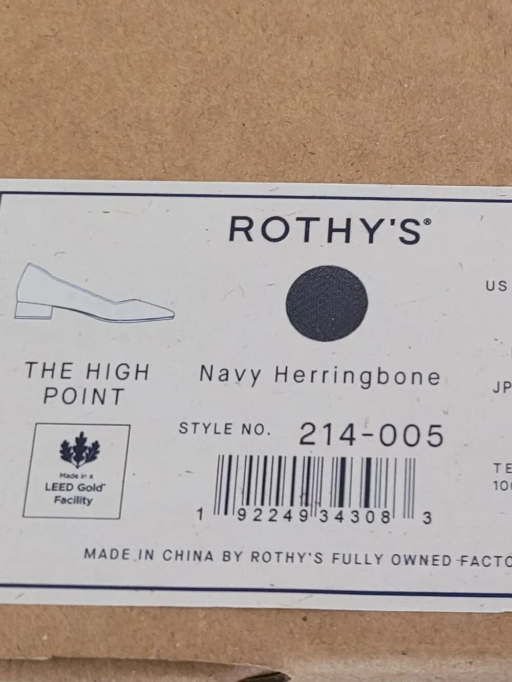ROTHY’S The High Point Heeled Shoe | Navy Herringbone NWT size 12.5 - Picture 2 of 10